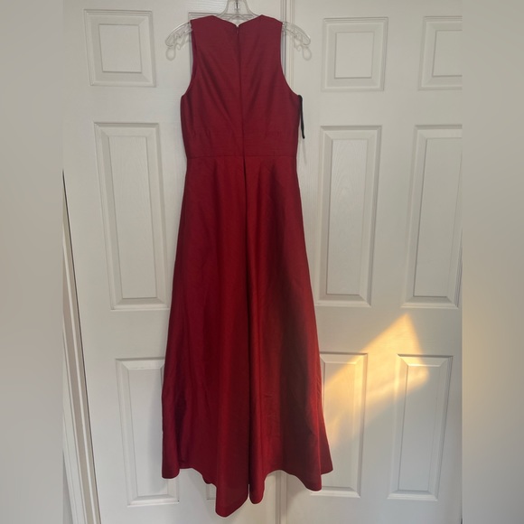ALFRED SUNG Sleeveless Pleated Skirt‎ Red Long Formal Gown Dress Pockets prom 10 - Picture 5 of 13